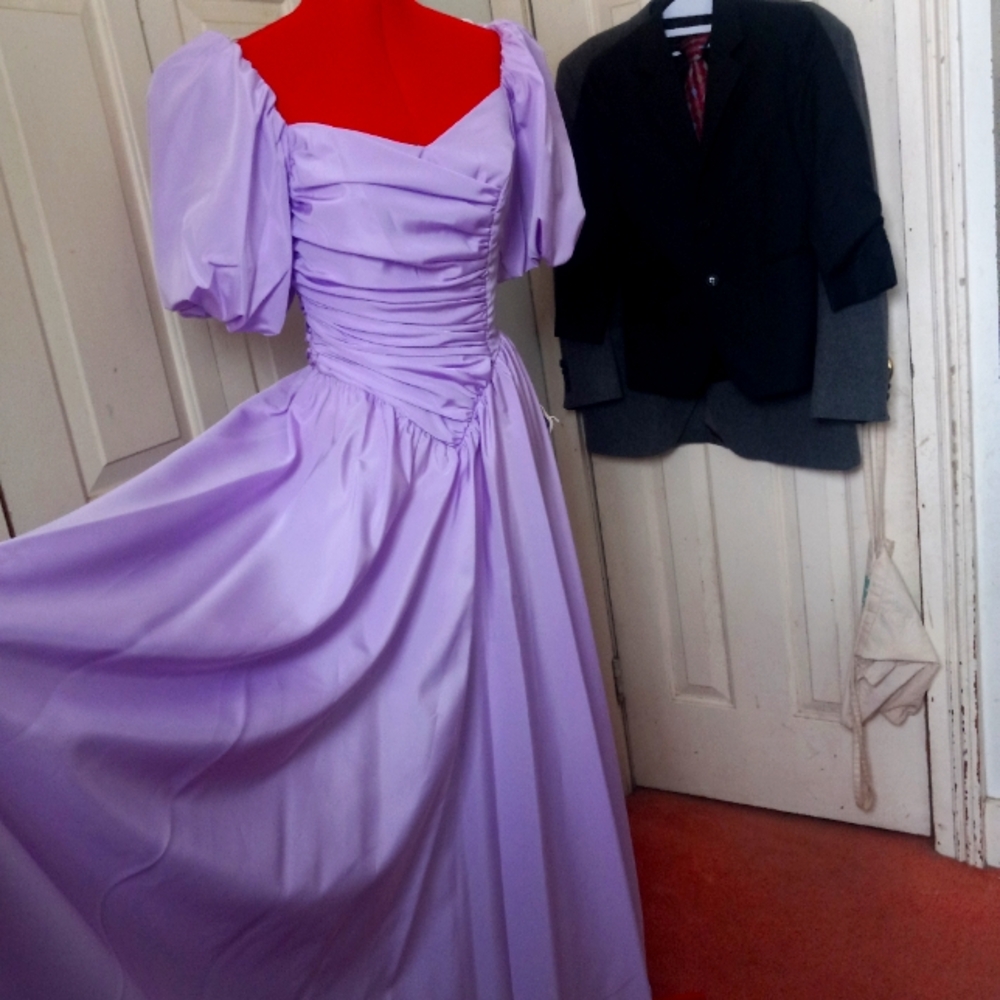 NWT Vintage 80s Lavender Prom Bridesmaid Evening Gown Klopman Rapunzel